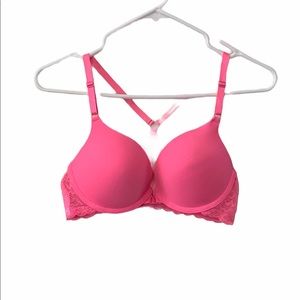 Pink Front Closure Bra with Lace Razorback